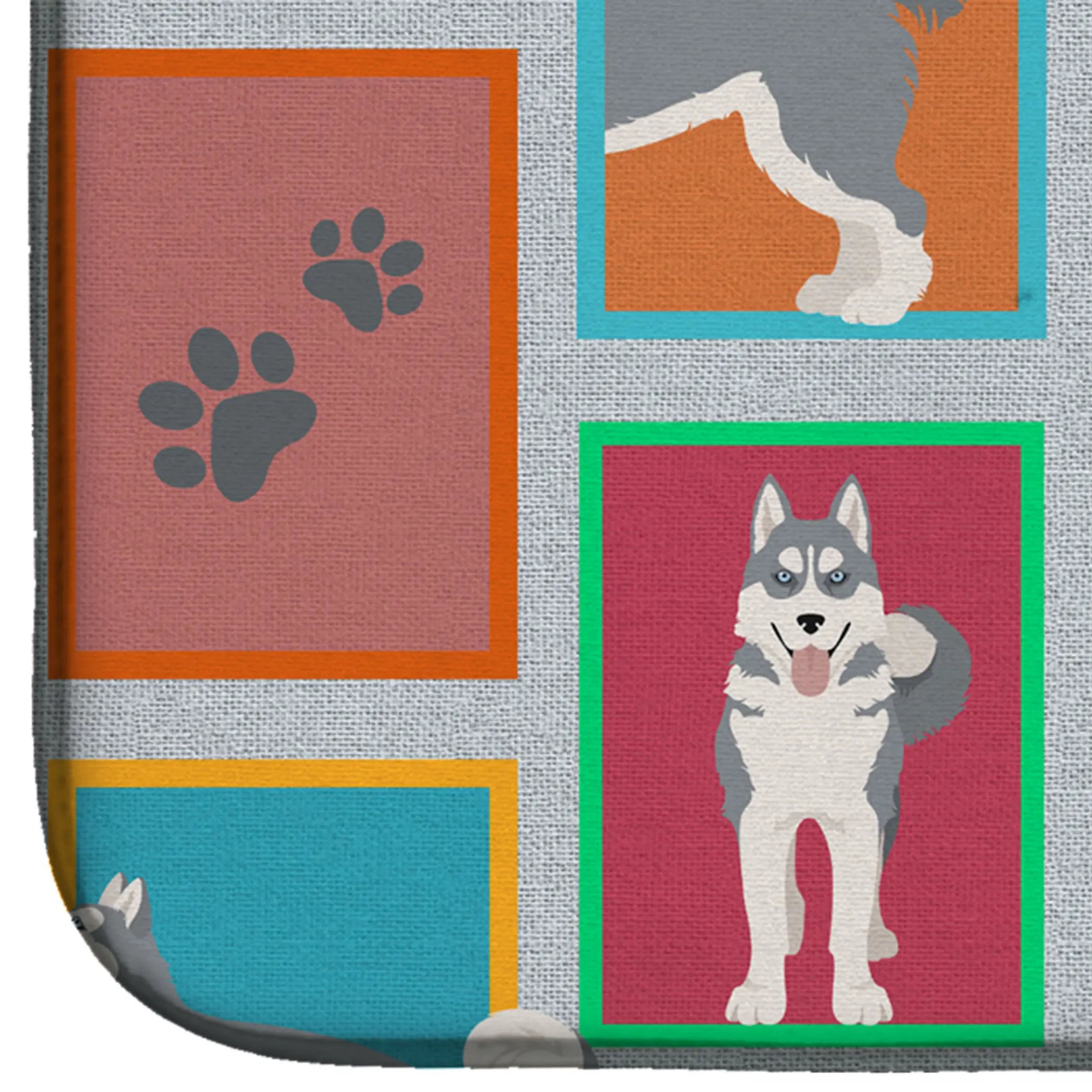 Lots of Grey Siberian Husky Dish Drying Mat Caroline's Treasures