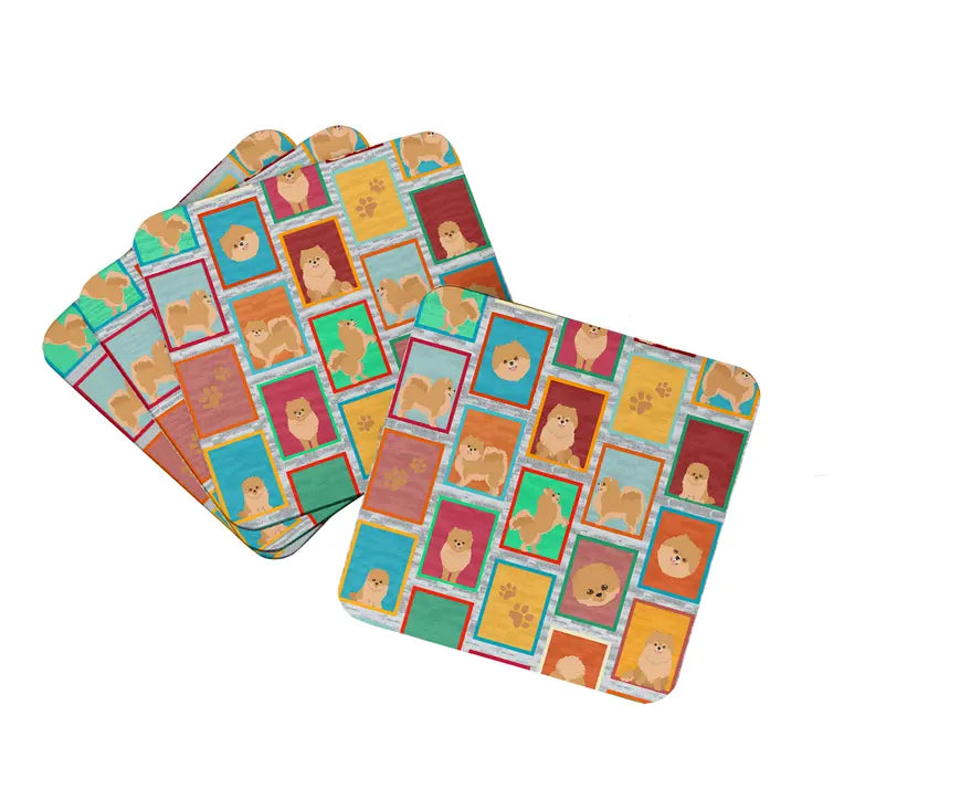 Lots of Orange Pomeranian Foam Coasters Caroline's Treasures