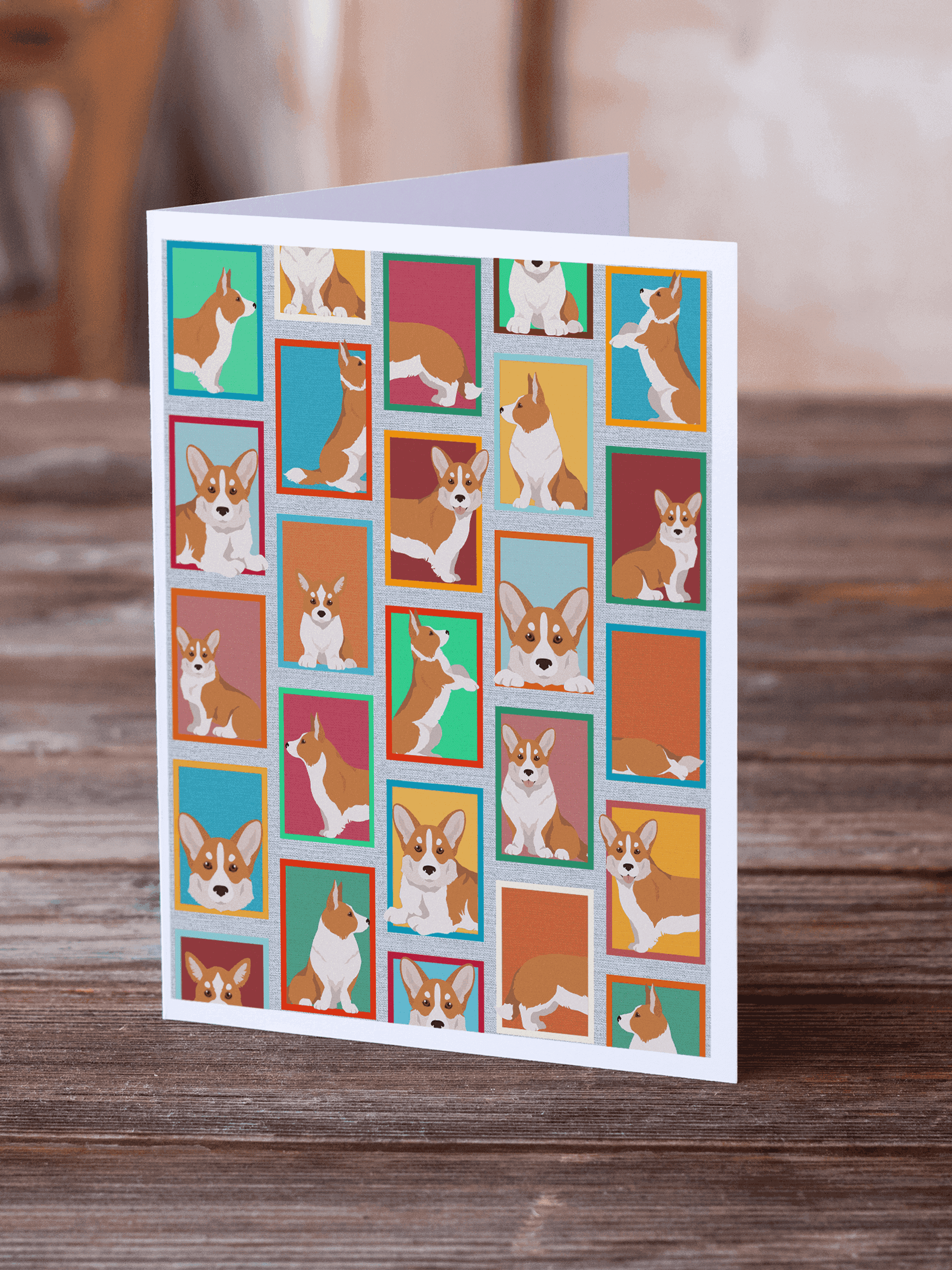 Lots of Red Cardigan Corgi Greeting Cards Pack of 8 Caroline's Treasures