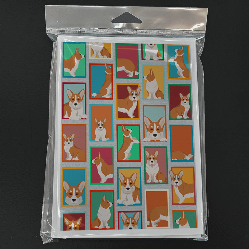Lots of Red Cardigan Corgi Greeting Cards Pack of 8 Caroline's Treasures