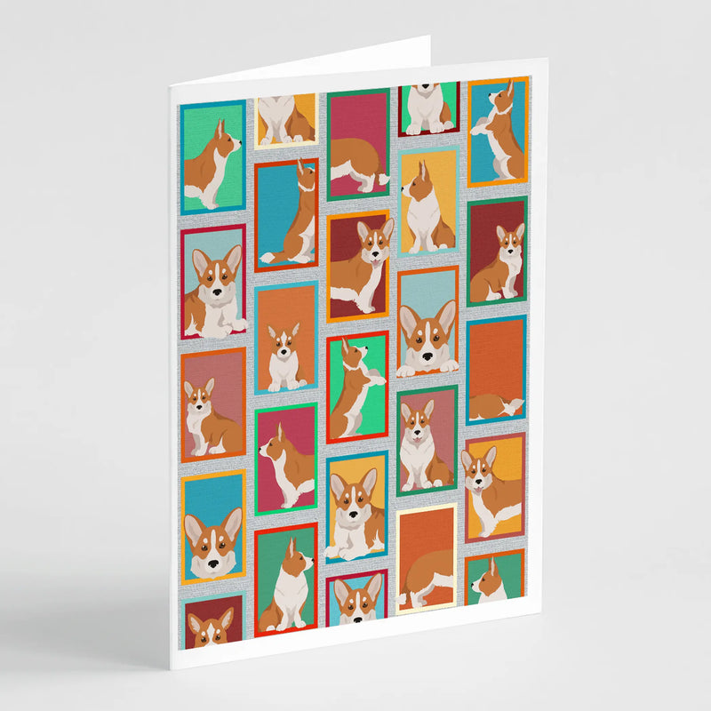 Lots of Red Cardigan Corgi Greeting Cards Pack of 8 Caroline's Treasures