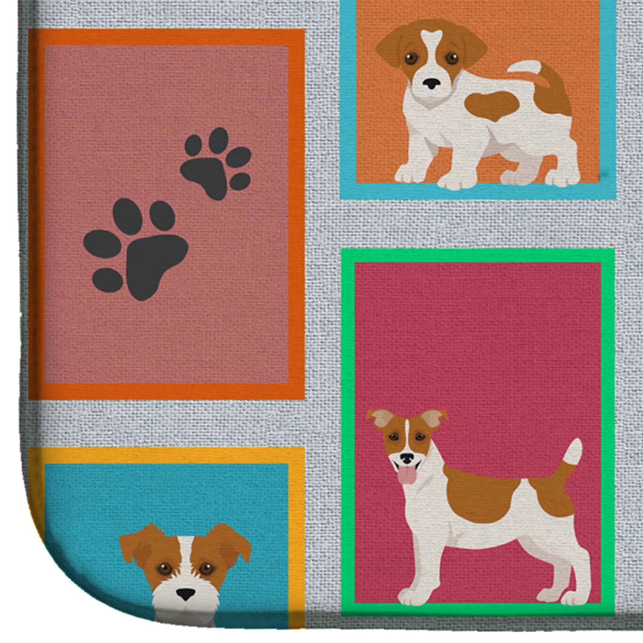 Lots of Red and White Jack Russell Terrier Dish Drying Mat Caroline's Treasures