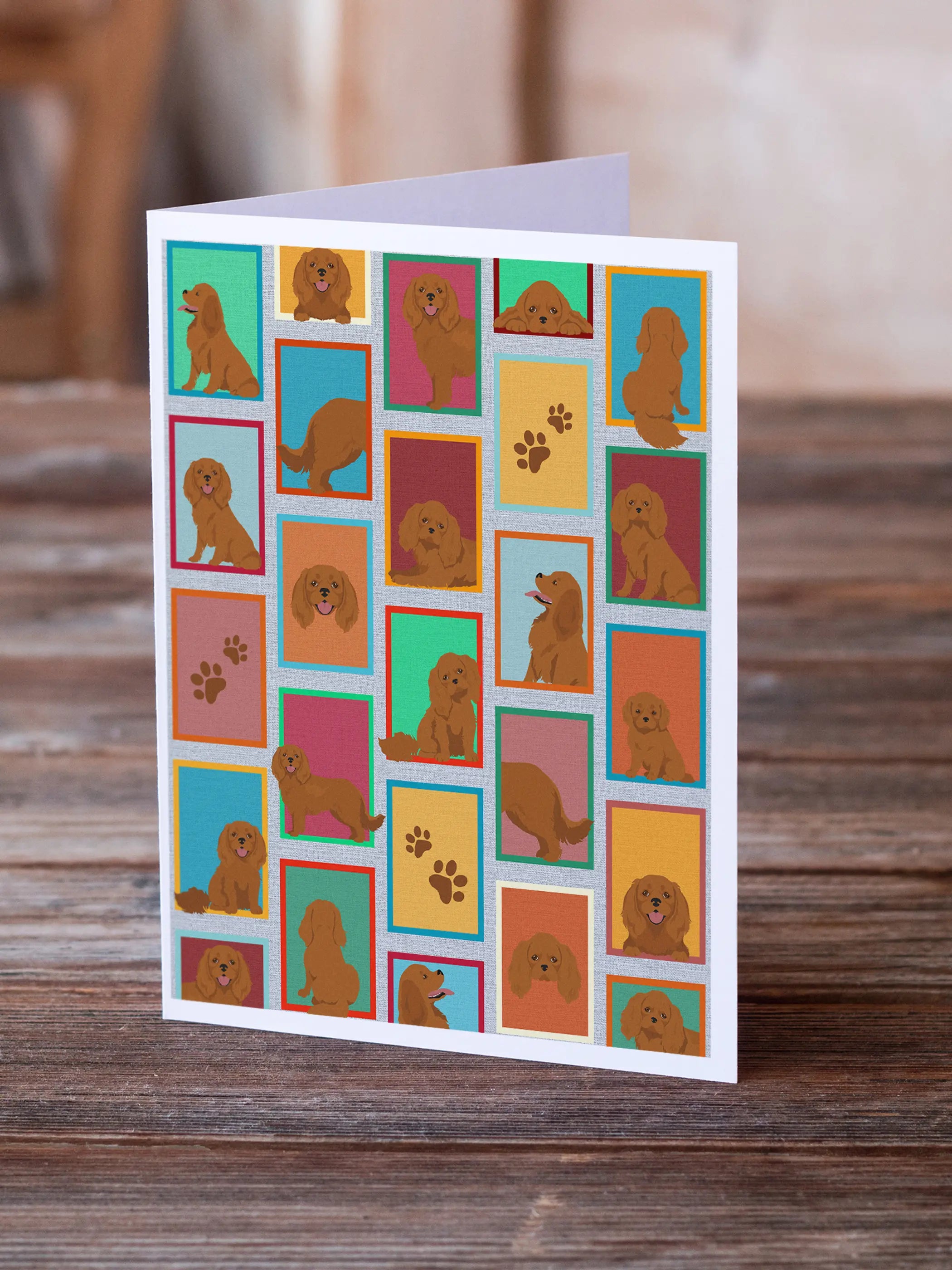 Lots of Ruby Cavalier Spaniel Greeting Cards Pack of 8 Caroline's Treasures