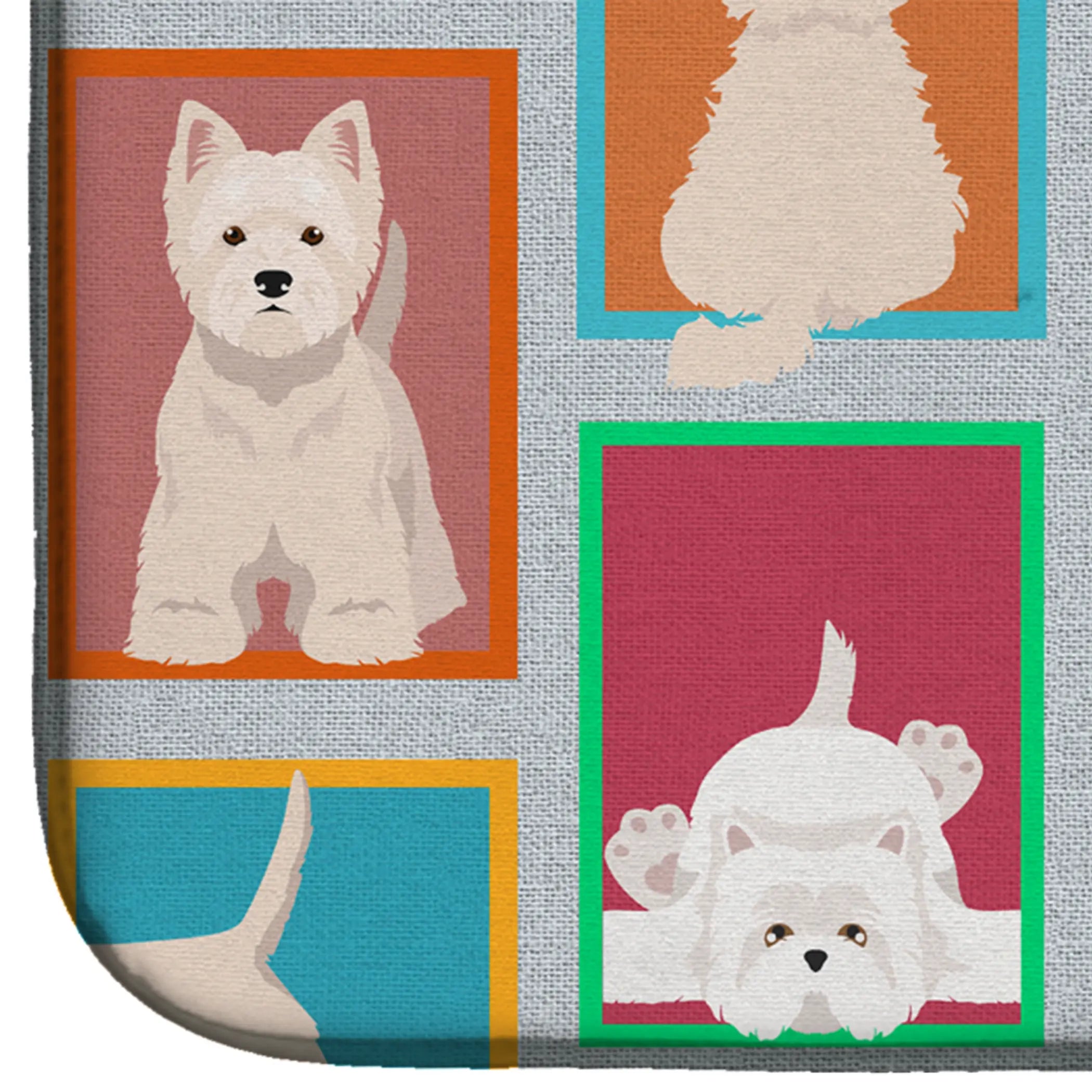 Lots of Westie Dish Drying Mat Caroline's Treasures