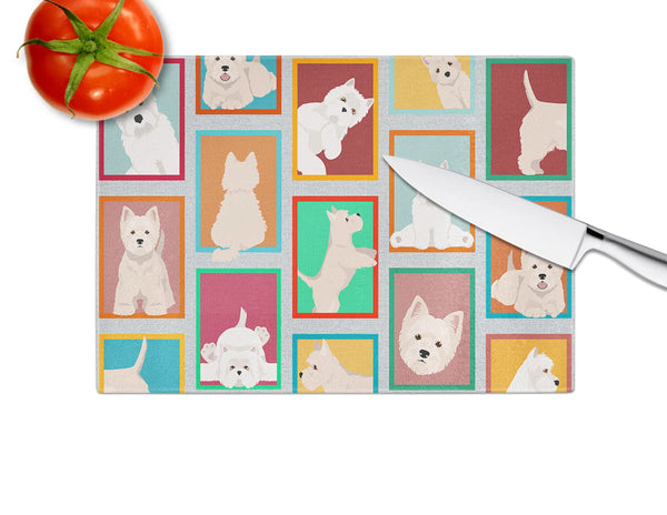 Lots of Westie Glass Cutting Board Caroline's Treasures