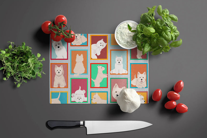 Lots of Westie Glass Cutting Board Caroline's Treasures