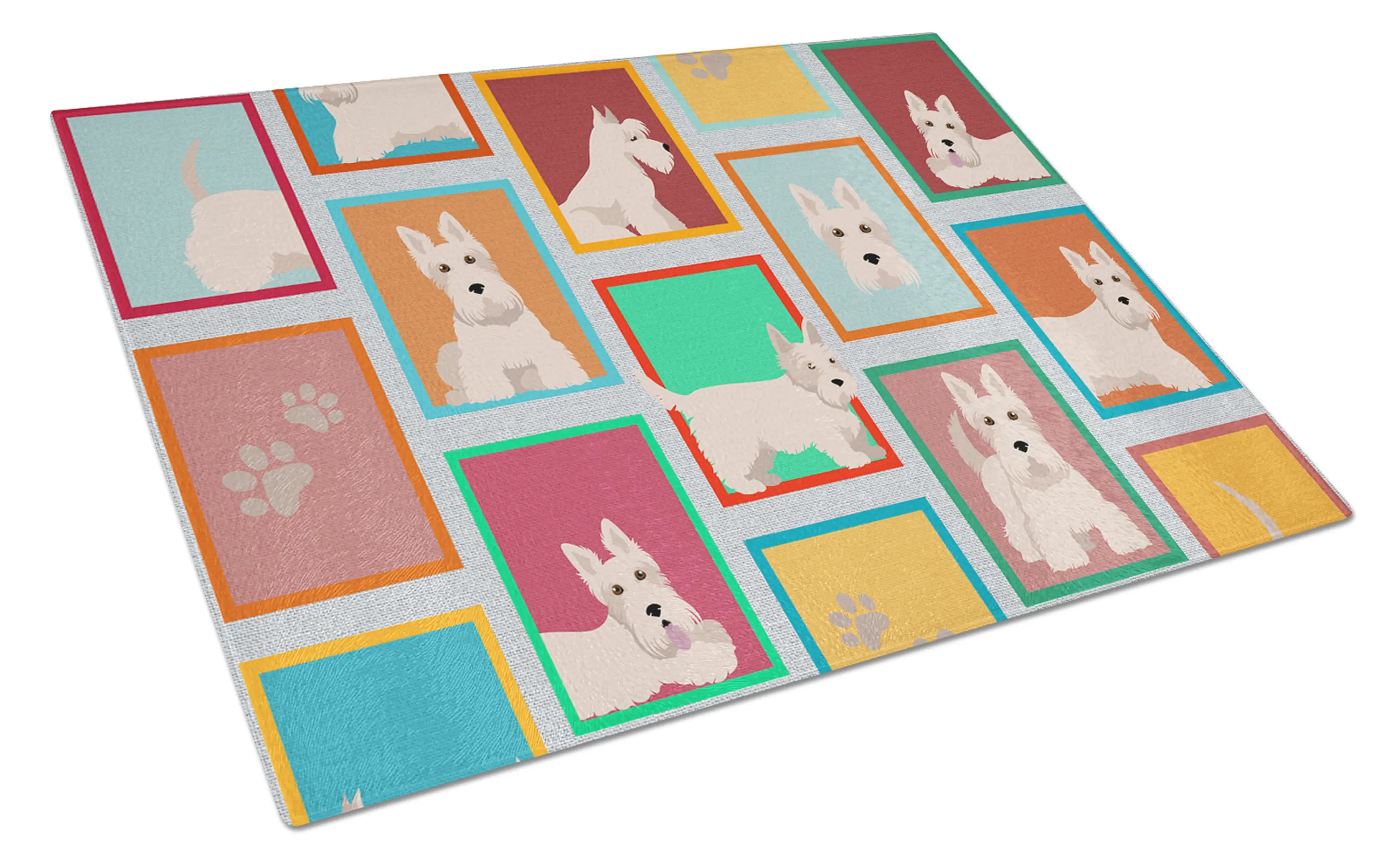 Lots of Wheaten Scottish Terrier Glass Cutting Board Caroline's Treasures