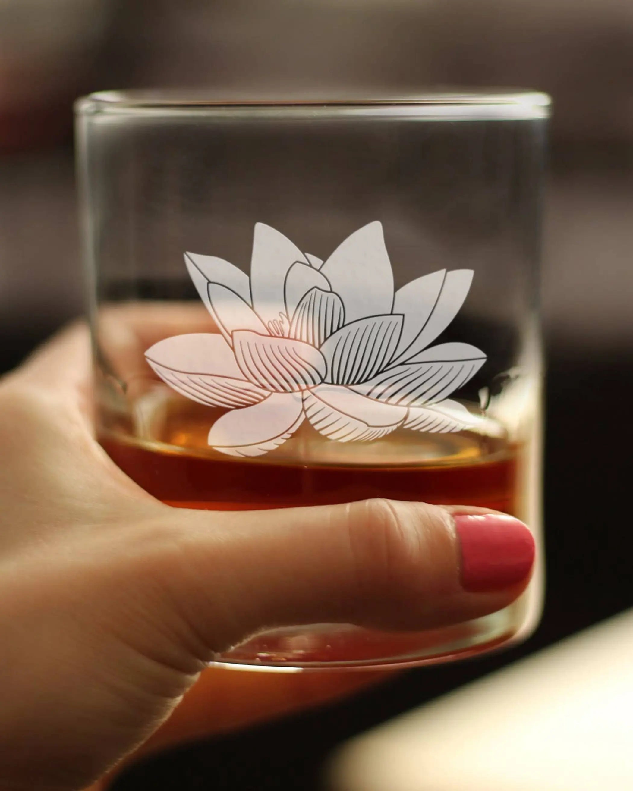 Lotus Flower Whiskey Rocks Glass - Lotus Gifts and Decor Bevvee