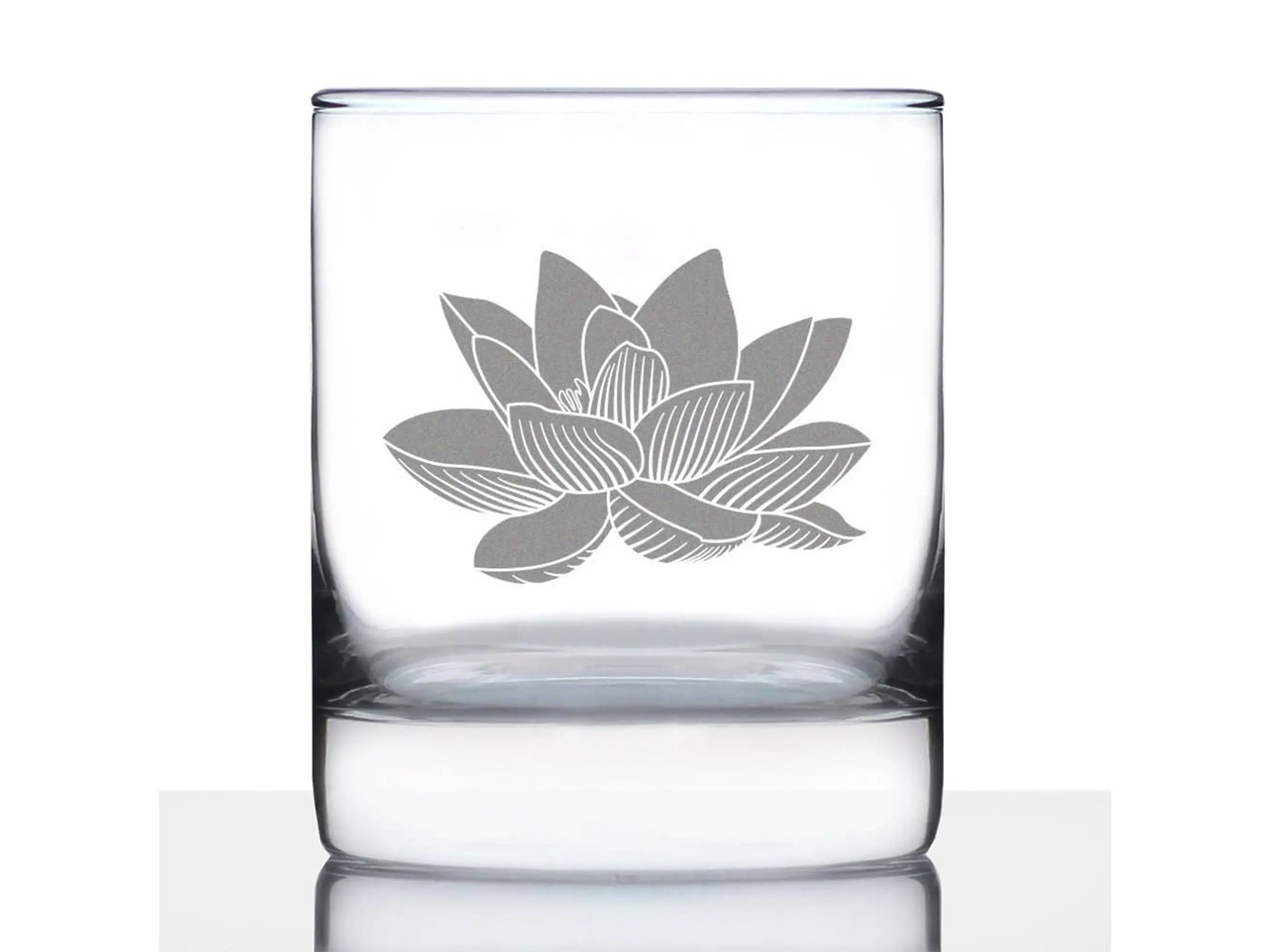 Lotus Flower Whiskey Rocks Glass - Lotus Gifts and Decor Bevvee