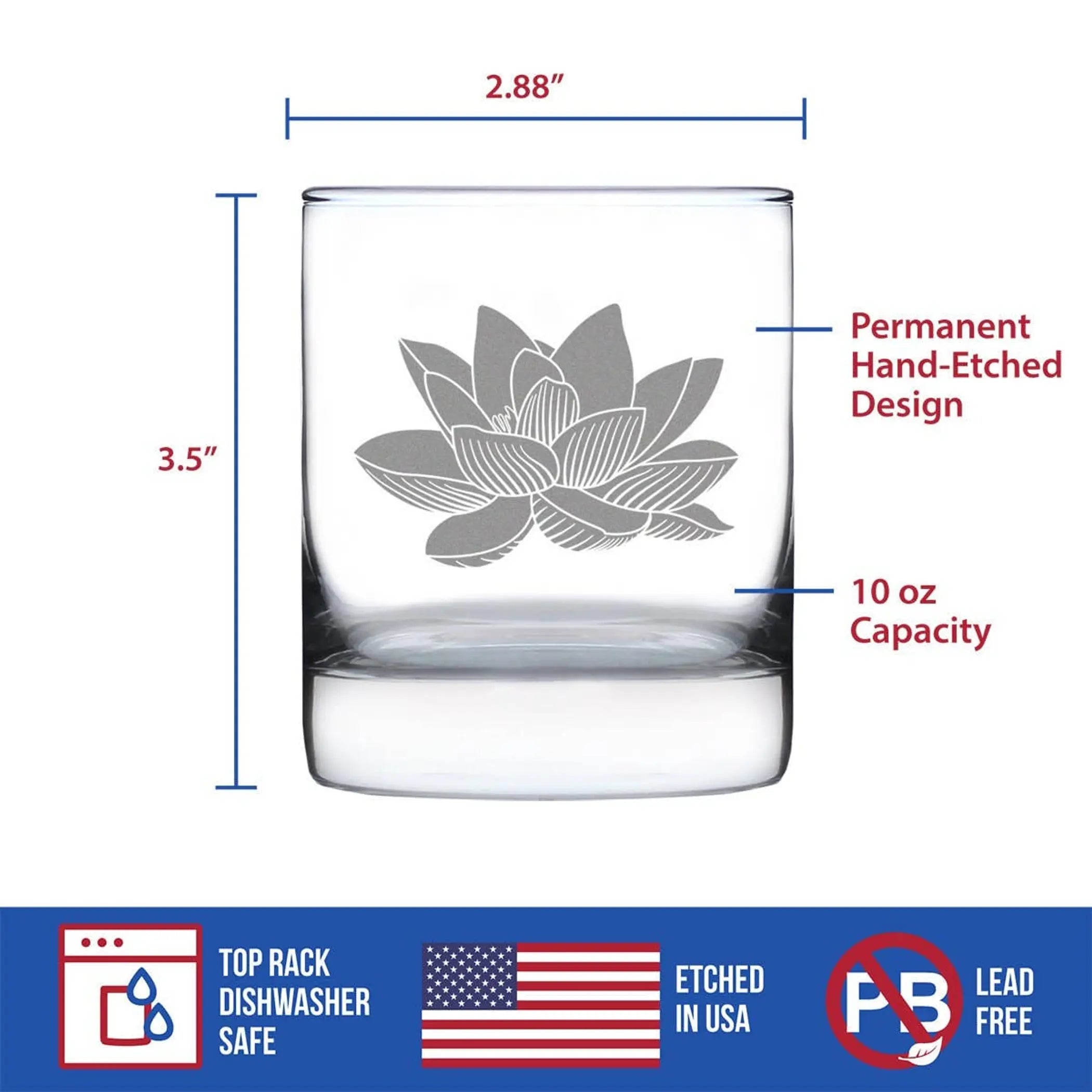 Lotus Flower Whiskey Rocks Glass - Lotus Gifts and Decor Bevvee