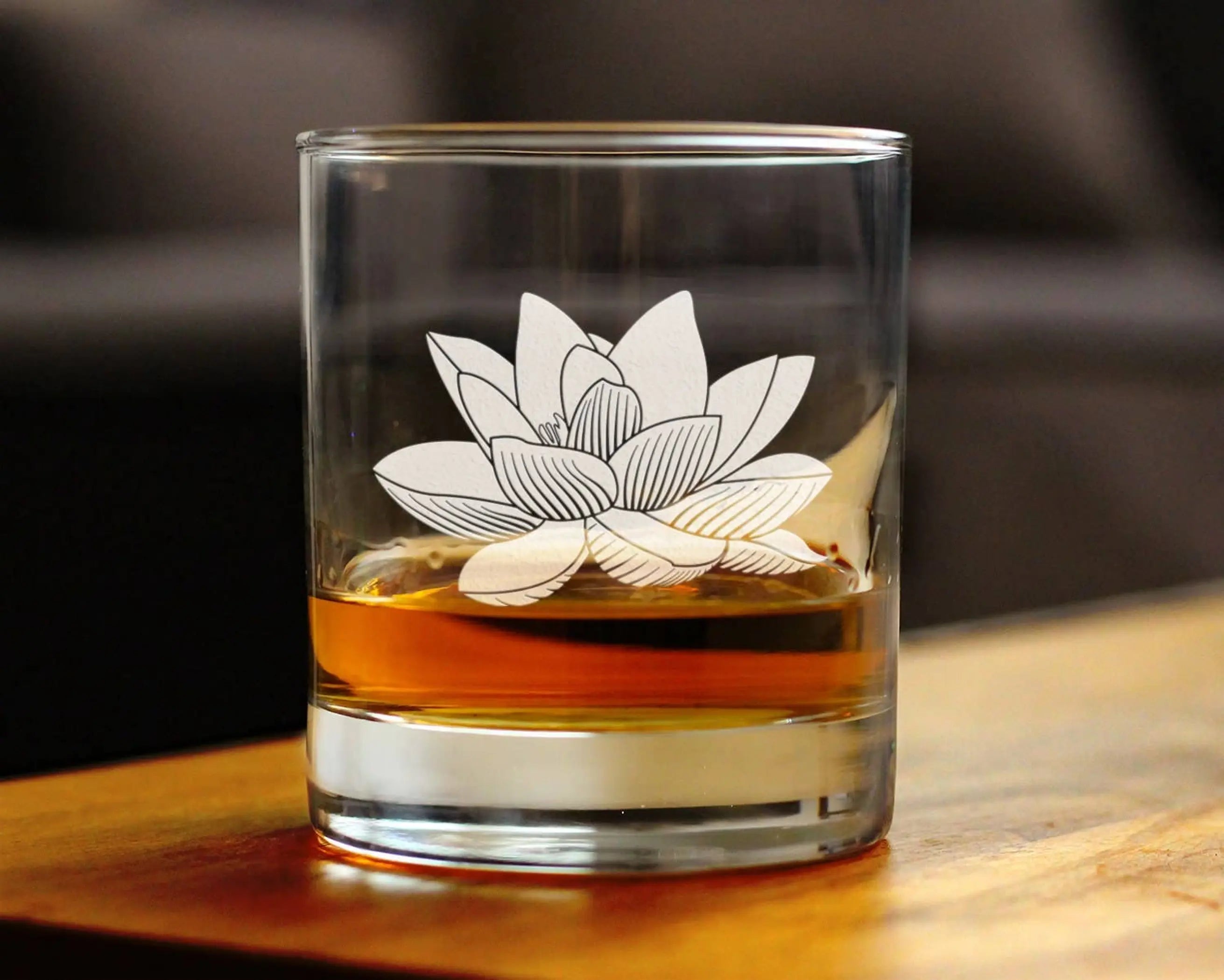 Lotus Flower Whiskey Rocks Glass - Lotus Gifts and Decor Bevvee