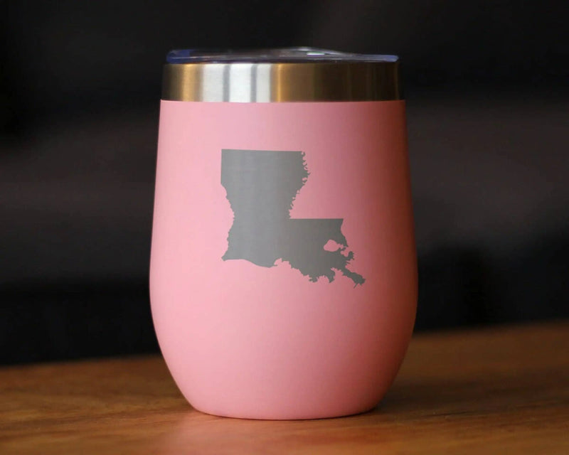 Louisiana Outline Insulated Wine Tumbler - Louisianans Gifts Bevvee