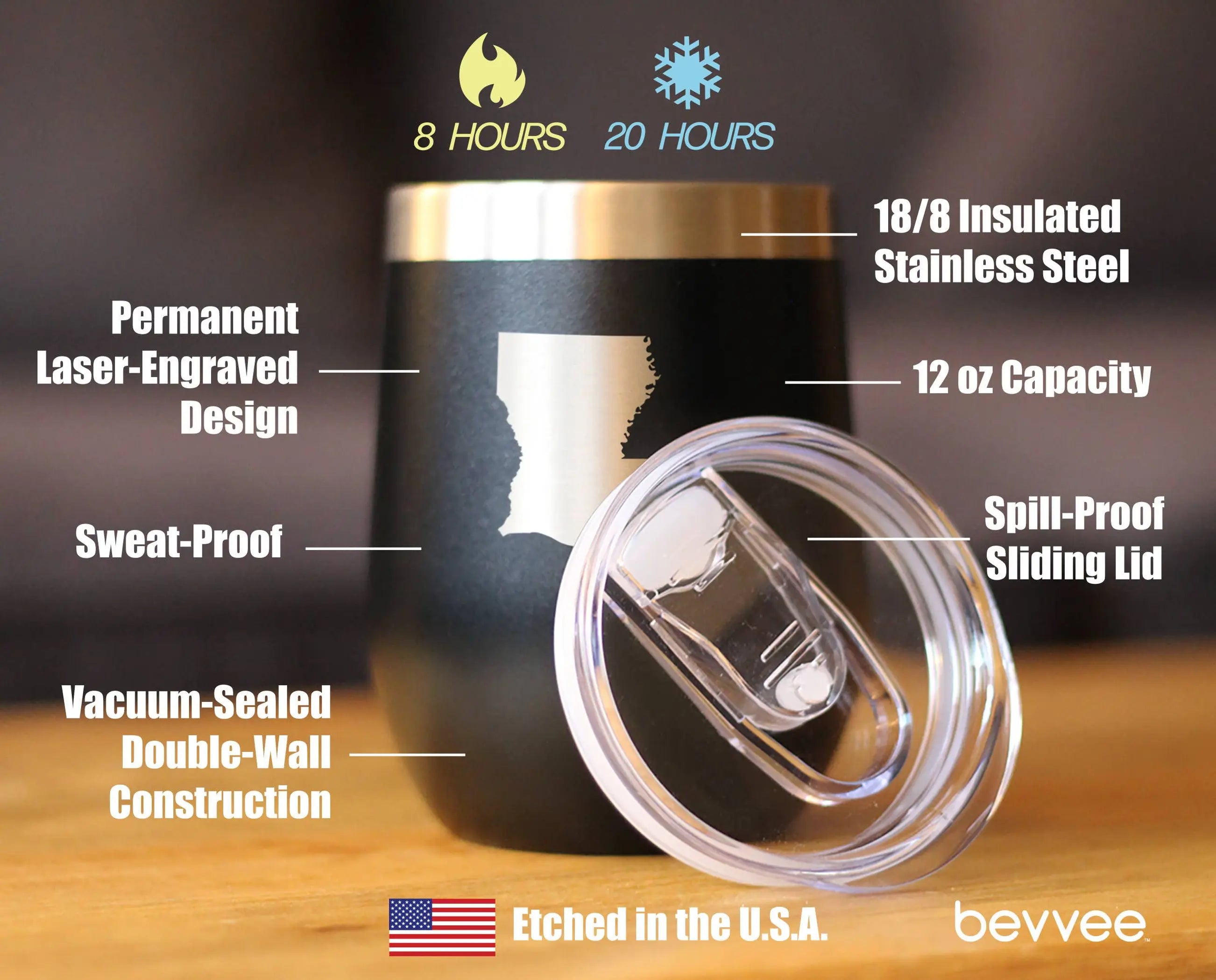 Louisiana Outline Insulated Wine Tumbler - Louisianans Gifts Bevvee