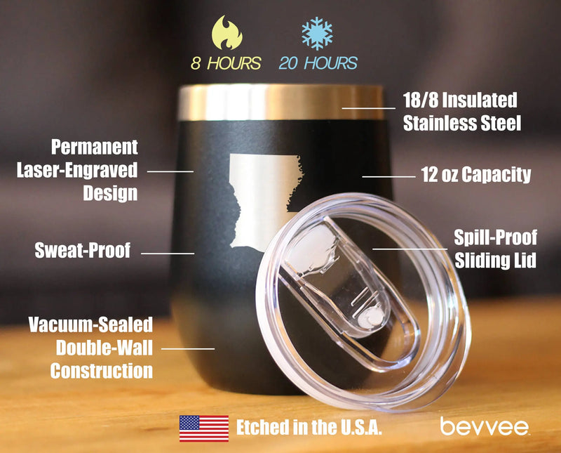 Louisiana Outline Insulated Wine Tumbler - Louisianans Gifts Bevvee
