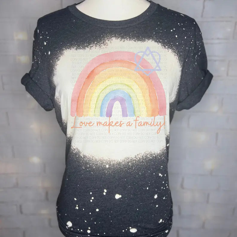 Love Makes A Family Bleached Graphic Tee The Blended Owl