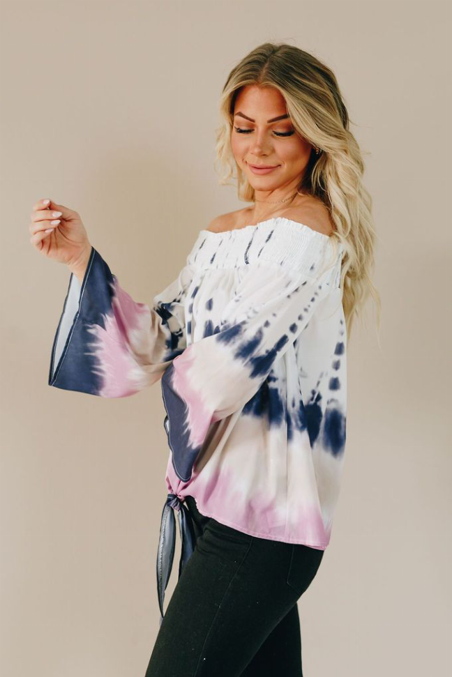 Love Triangle Off the Shoulder Tie Top Stay Warm in Style