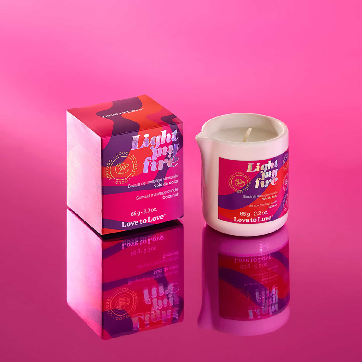 Love to Love Light My Fire Sensual Massage Candle Coconut 2.2 oz. Lovely Planet