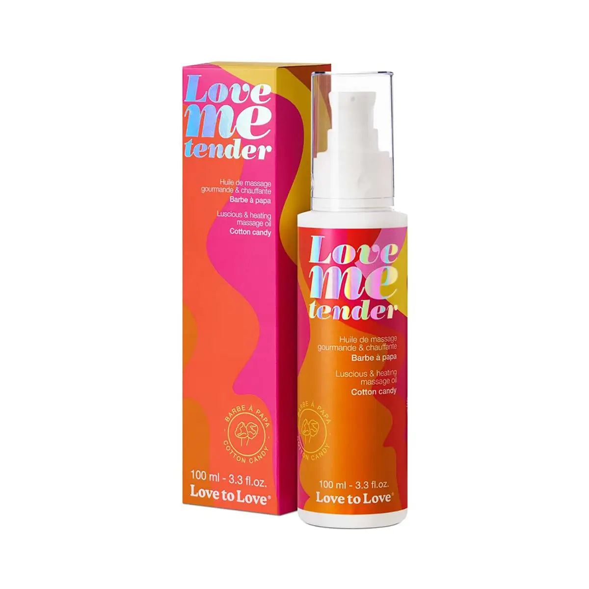 Love to Love Love Me Tender Luscious & Heating Massage Oil Cotton Candy 3.3 oz. Lovely Planet