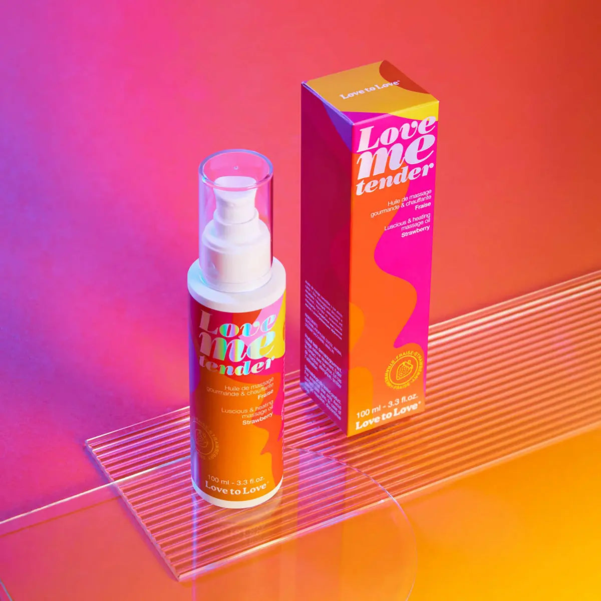 Love to Love Love Me Tender Luscious & Heating Massage Oil Strawberry 3.3 oz. Lovely Planet