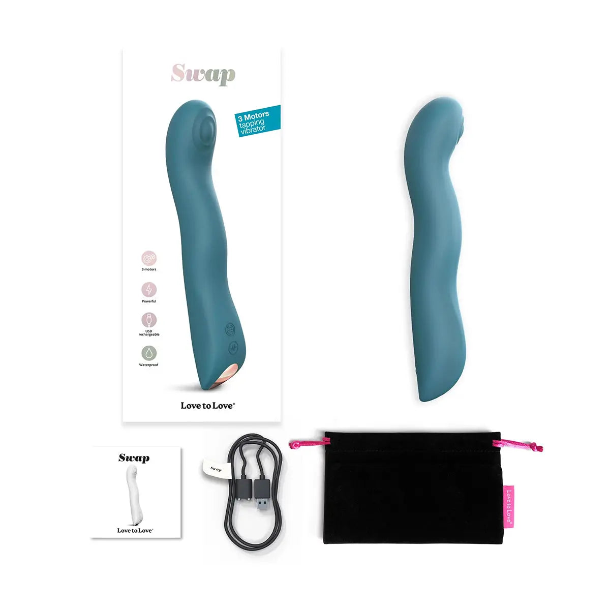 Love to Love Swap Tapping Vibrator - Teal Me Lovely Planet