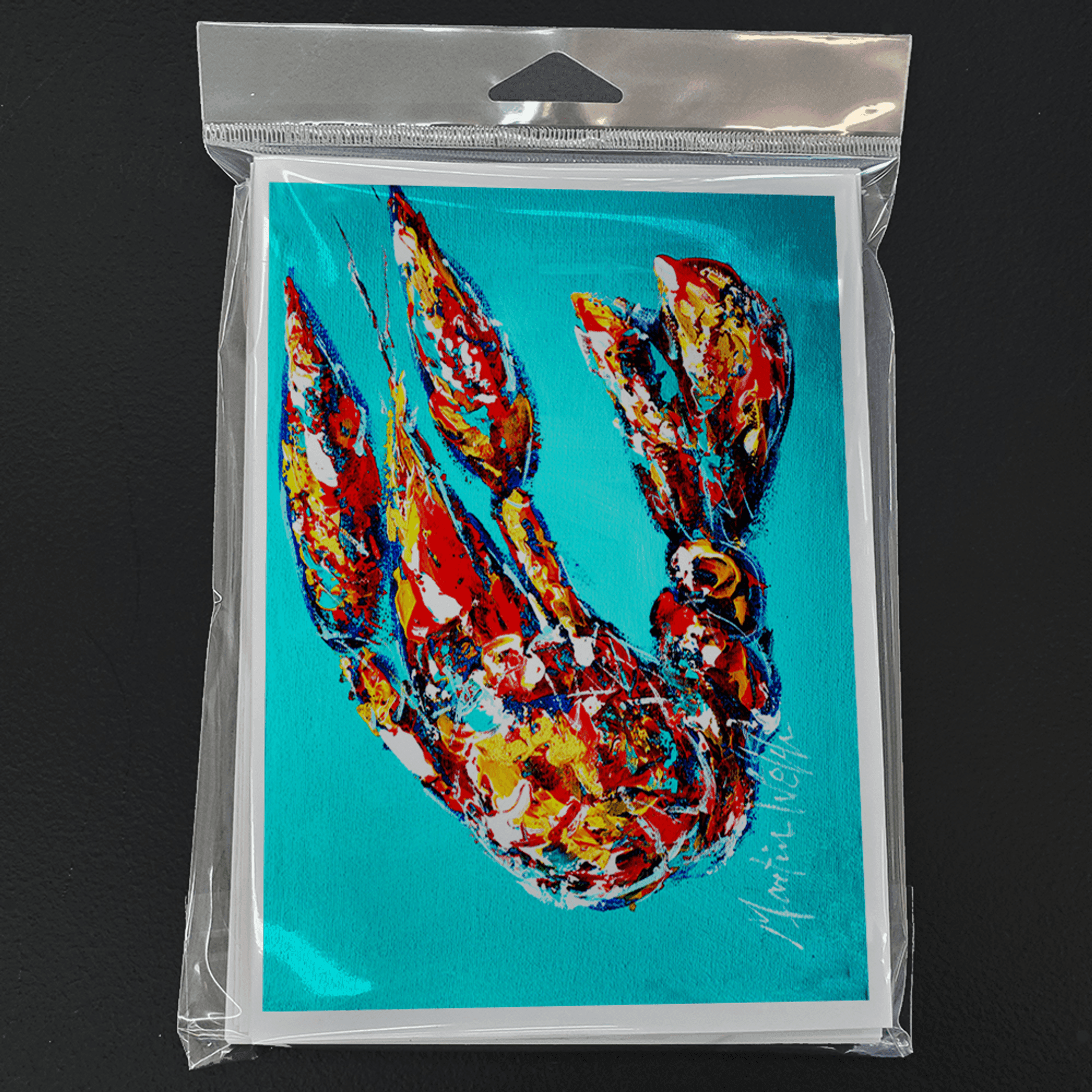 Lucy the Crawfish in blue Greeting Cards Pack of 8 Caroline's Treasures