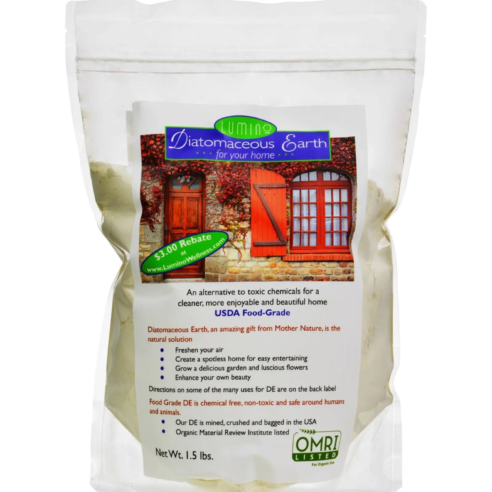 Lumino Home Diatomaceous Earth - Food Grade - Home - 1.5 Lb Lumino Home