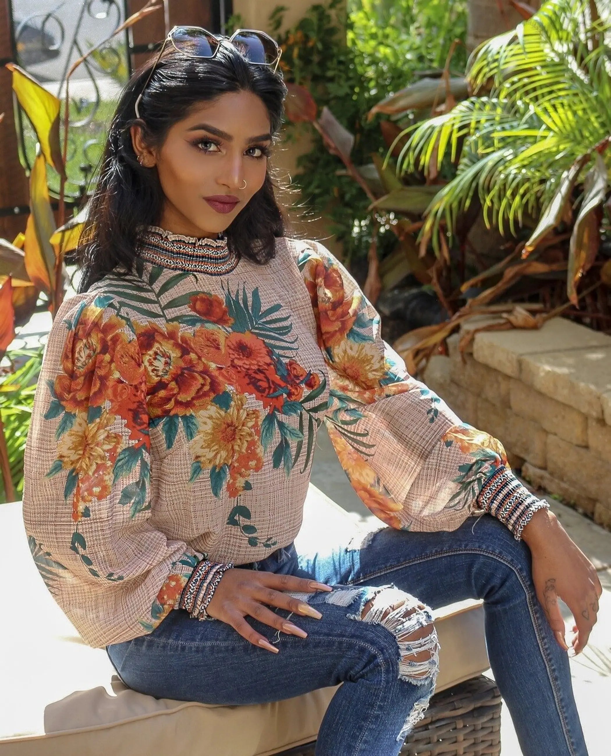 Lush Tropical Floral Top SurelyMine