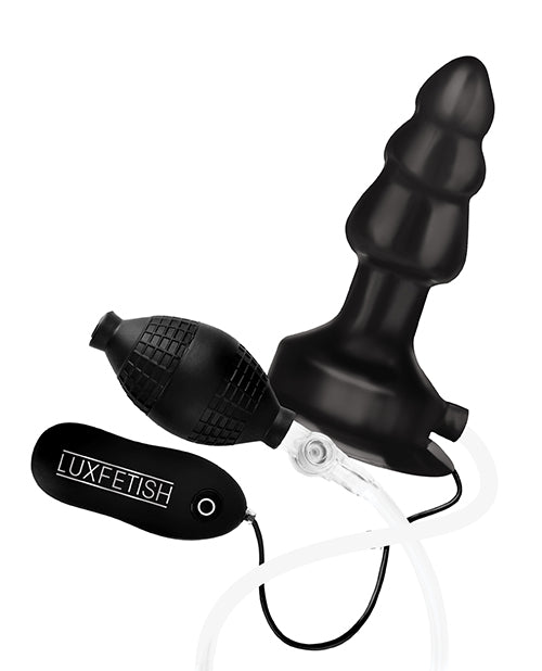 Lux Fetish 4" Inflatable Vibrating Butt Plug W/suction Base - Black Electric Eel INC