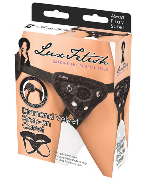 Lux Fetish Diamond Velvet Strap-on Corset - Black - GreatEagleInc
