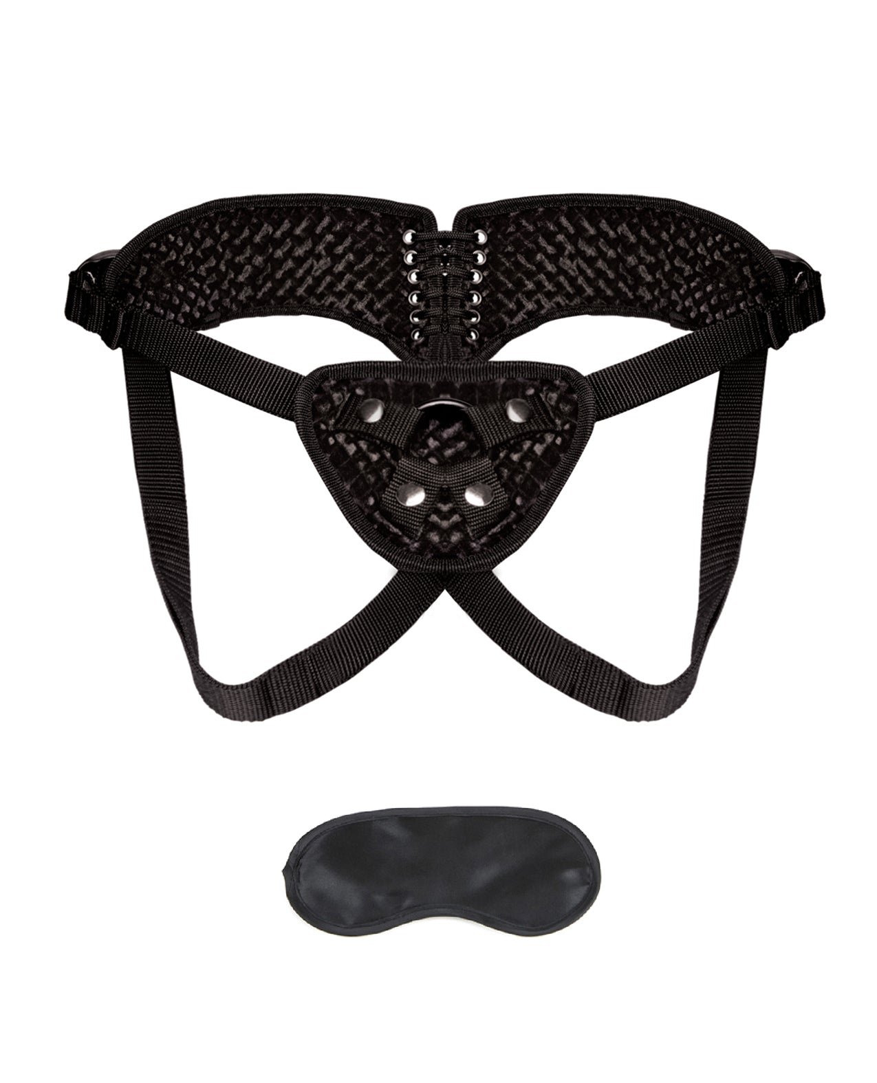 Lux Fetish Diamond Velvet Strap-on Corset - Black - GreatEagleInc