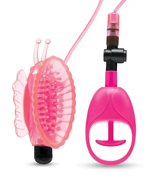 Lux Fetish Vibrating Butterfly Pussy Pump w/Quick Release - Pink Electric Eel INC