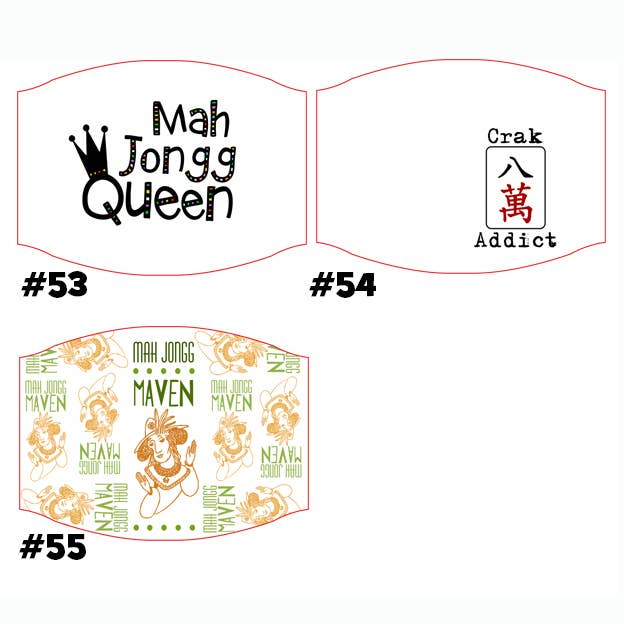 MAH JONGG Face Masks (Choice of Designs) LIANE FRIED STUDIO