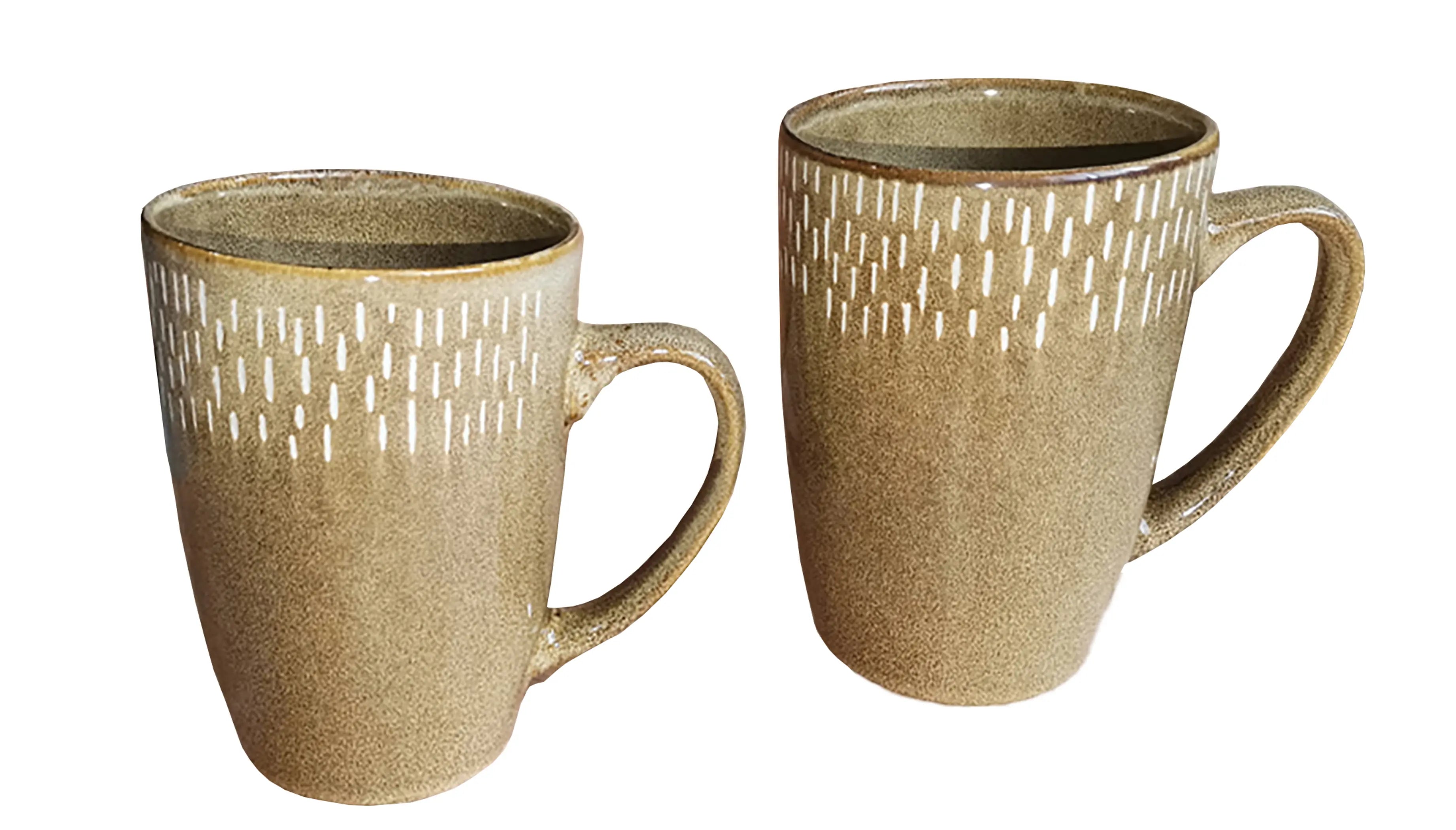 MARCELLE 2PC 22OZ REACTIVE GLAZE BROWN MUG SET IN COLOR BOX Waymore LLC