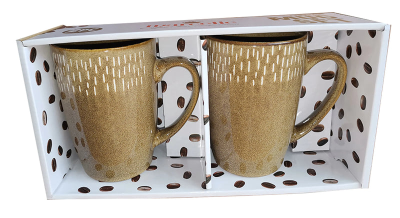 MARCELLE 2PC 22OZ REACTIVE GLAZE BROWN MUG SET IN COLOR BOX Waymore LLC