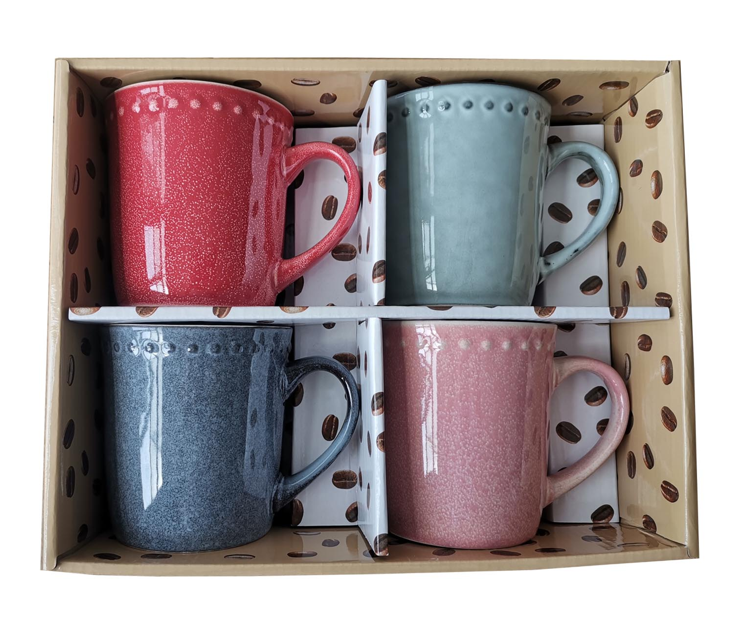 MARCELLE 4x16oz Reactive Glaze Mug Set individually box ins ship box Waymore LLC