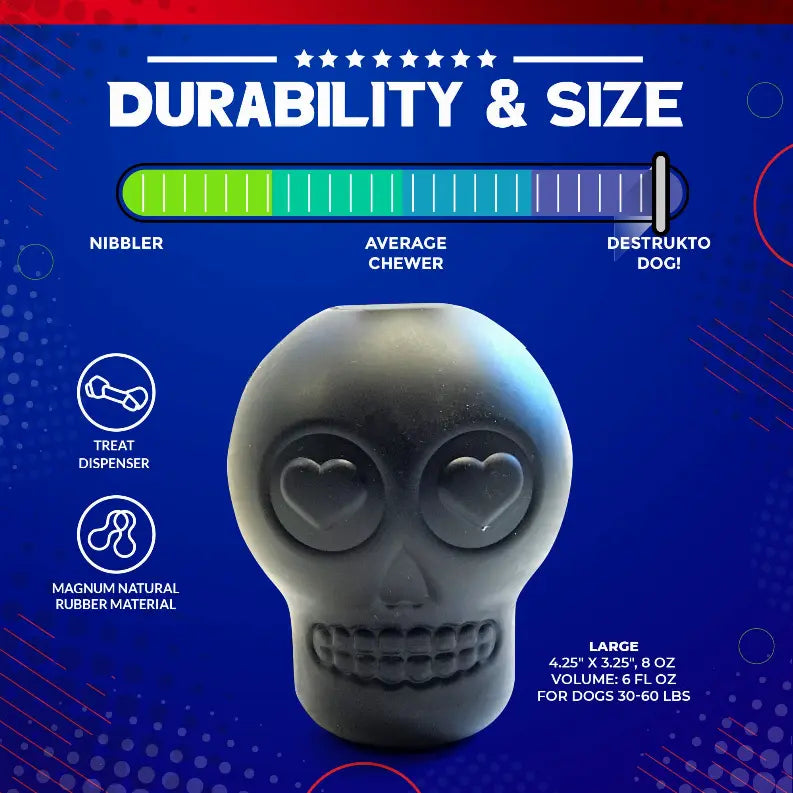 MKB Sugar Skull Durable Rubber Chew Toy & Treat Dispenser SodaPup