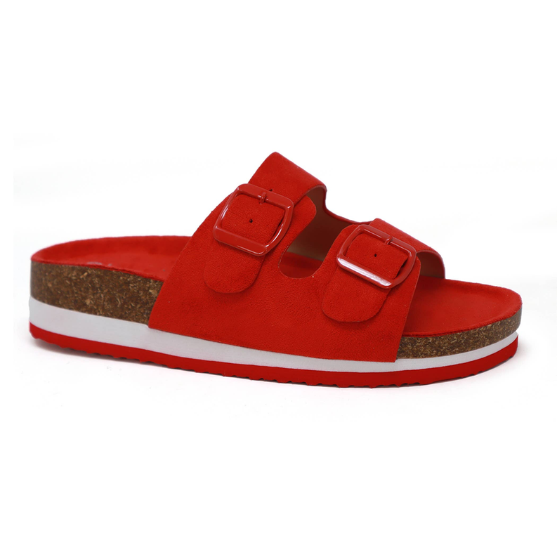 MYLE Women's Cork Platform Wood Sandals With Double Buckle Yoki Fashion