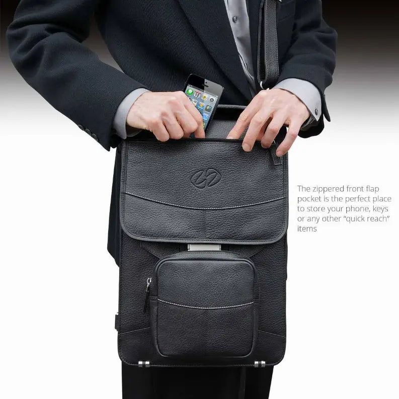 MacCase Premium Leather Vertical BriefCase Backpack MacCase