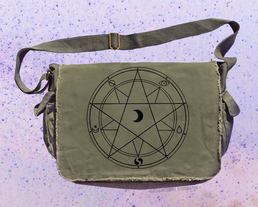 Magic Circle Canvas Messenger Bag - Gothic, Witchy Gesshoku Designs