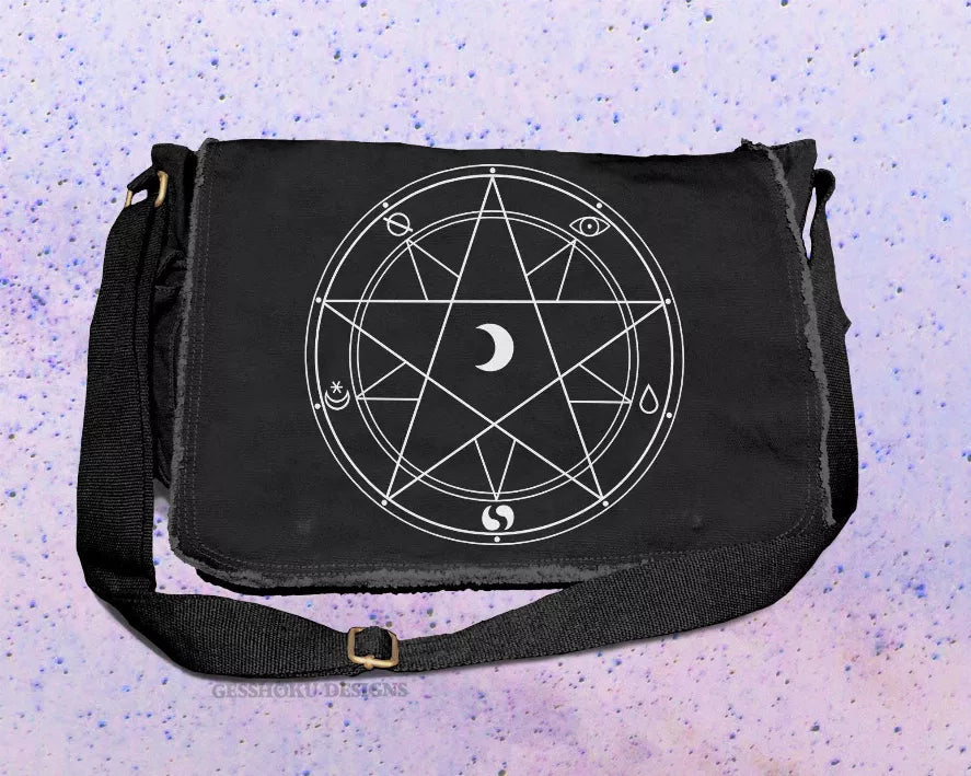 Magic Circle Canvas Messenger Bag - Gothic, Witchy Gesshoku Designs
