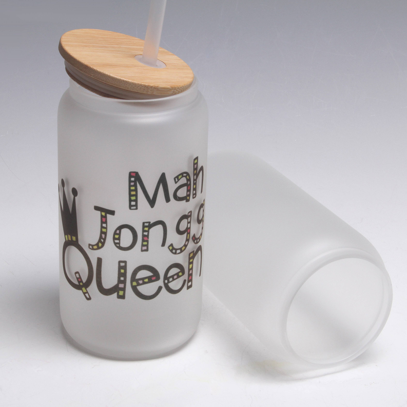 Mah Jongg Queen Mason Jar Tumbler LIANE FRIED STUDIO