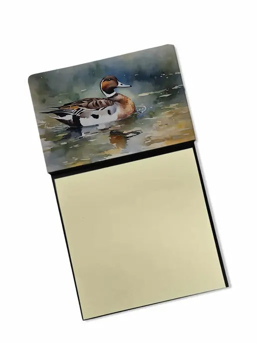 Watercolor duck-themed notepad with a pastel color scheme and a black flip cover. Perfect for nature lovers.