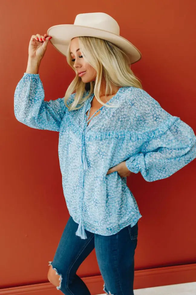 Mallory Patterned Tie Top Stay Warm in Style
