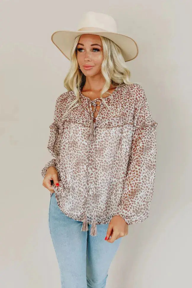 Mallory Patterned Tie Top Stay Warm in Style