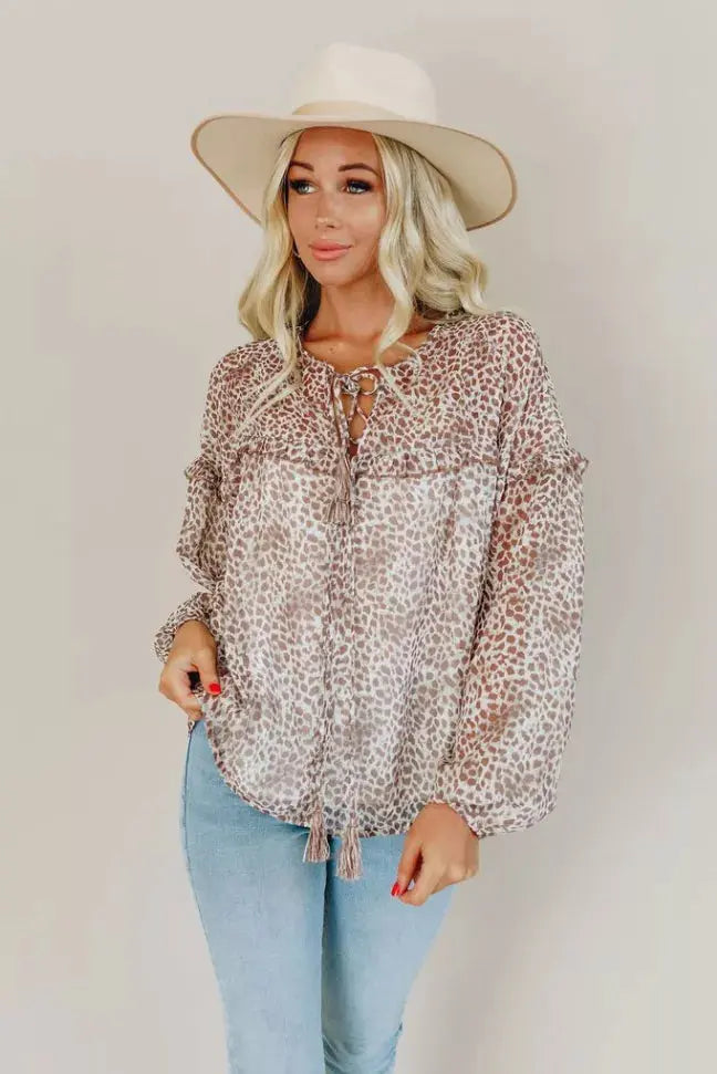 Mallory Patterned Tie Top Stay Warm in Style