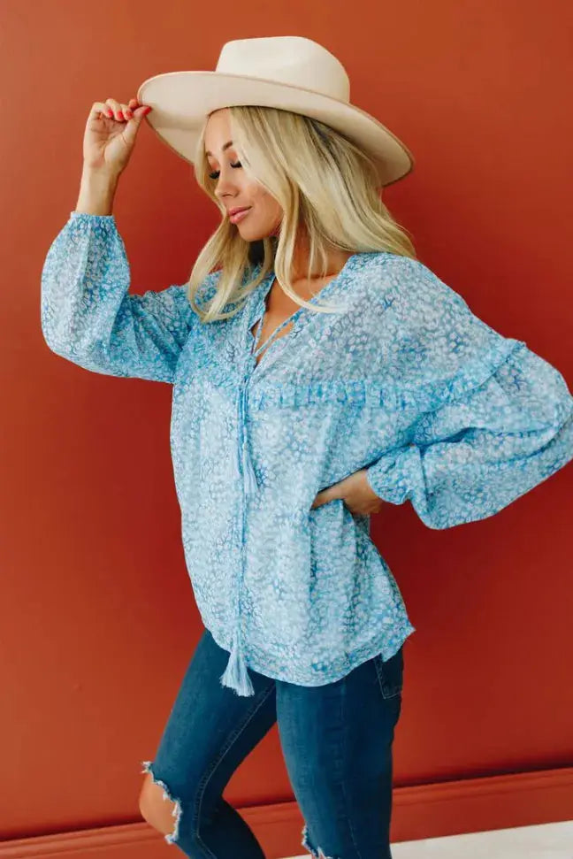 Mallory Patterned Tie Top Stay Warm in Style