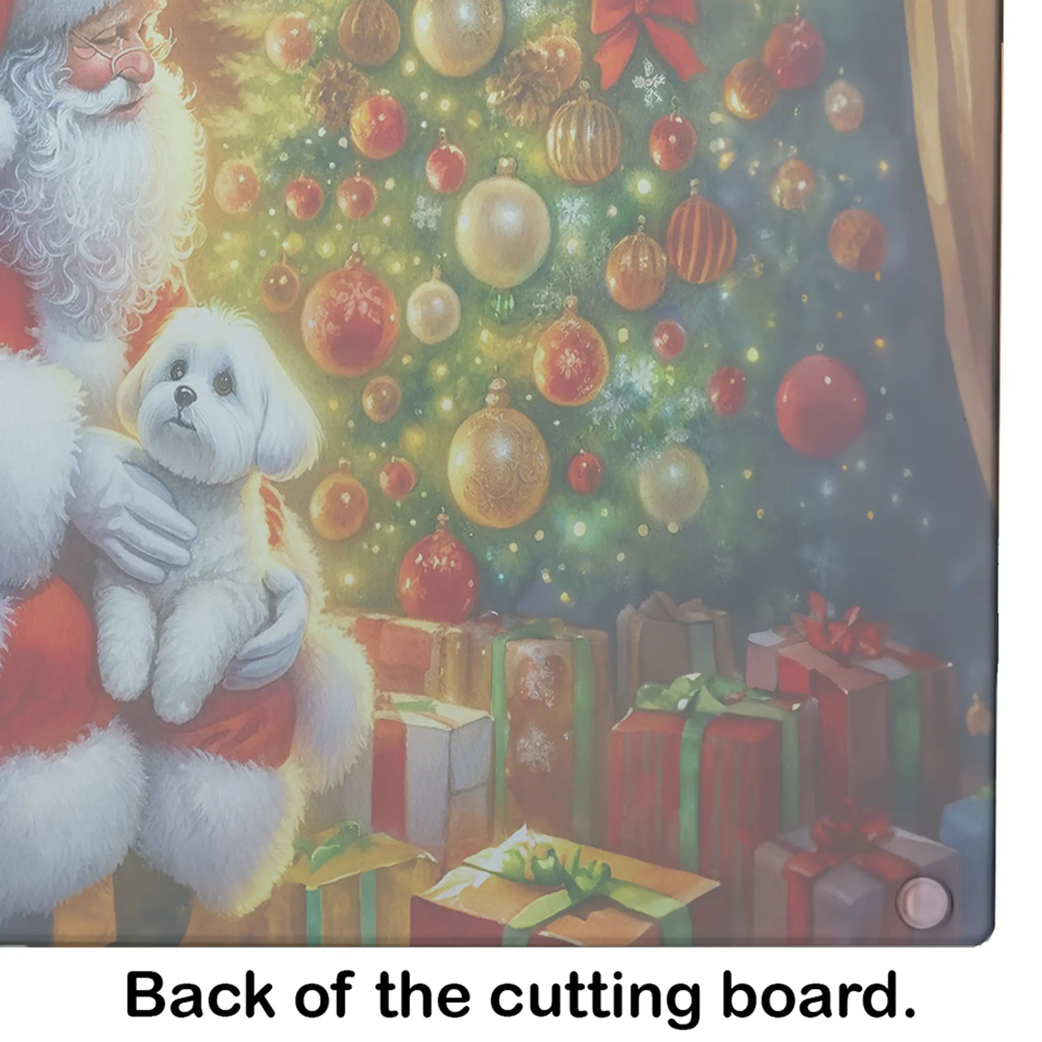 Maltese and Santa Claus Glass Cutting Board Caroline's Treasures