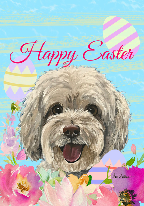 Maltipoo - Hippie Hound Studios Easter  House and Garden Flags Best of Breed