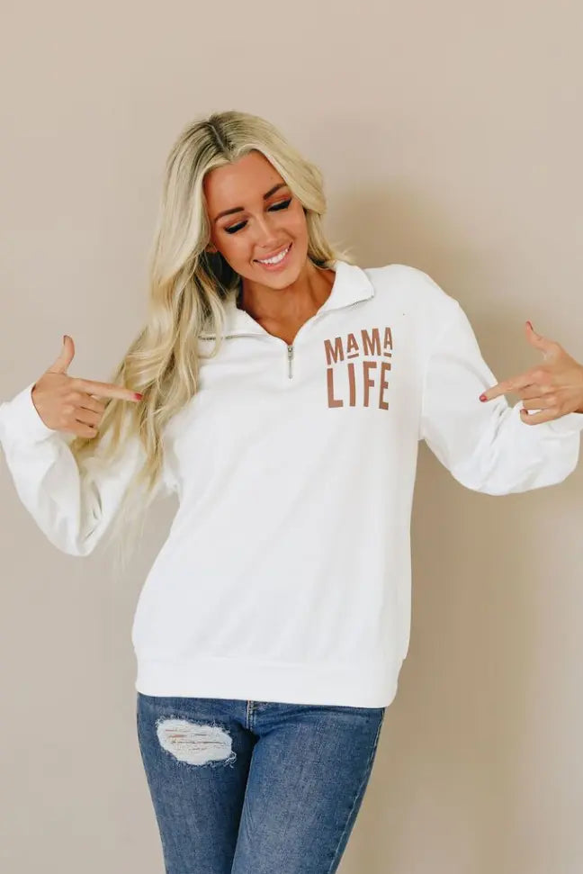 Mama Half Zip Sweatshirt Stay Warm in Style