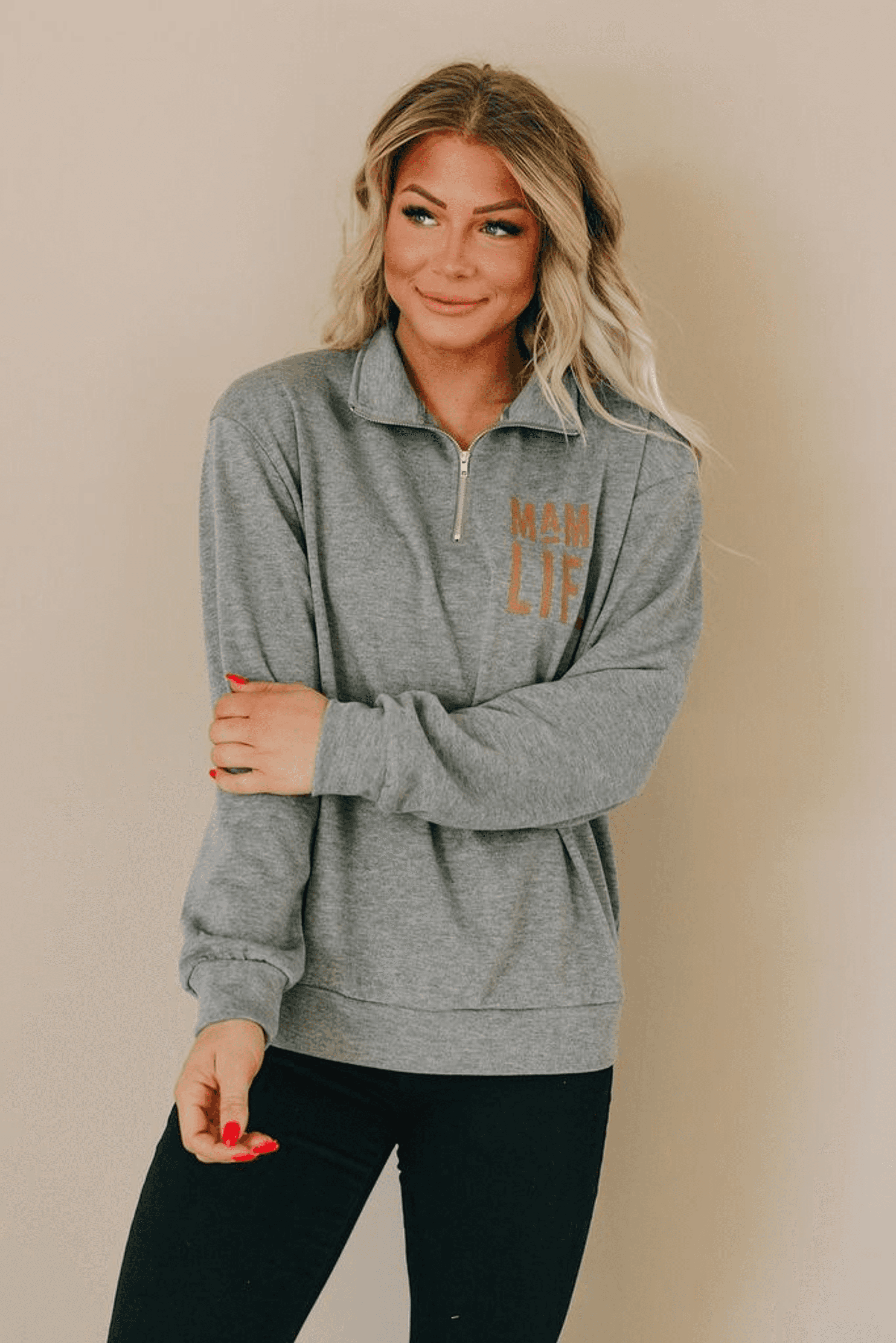 Mama Half Zip Sweatshirt Stay Warm in Style